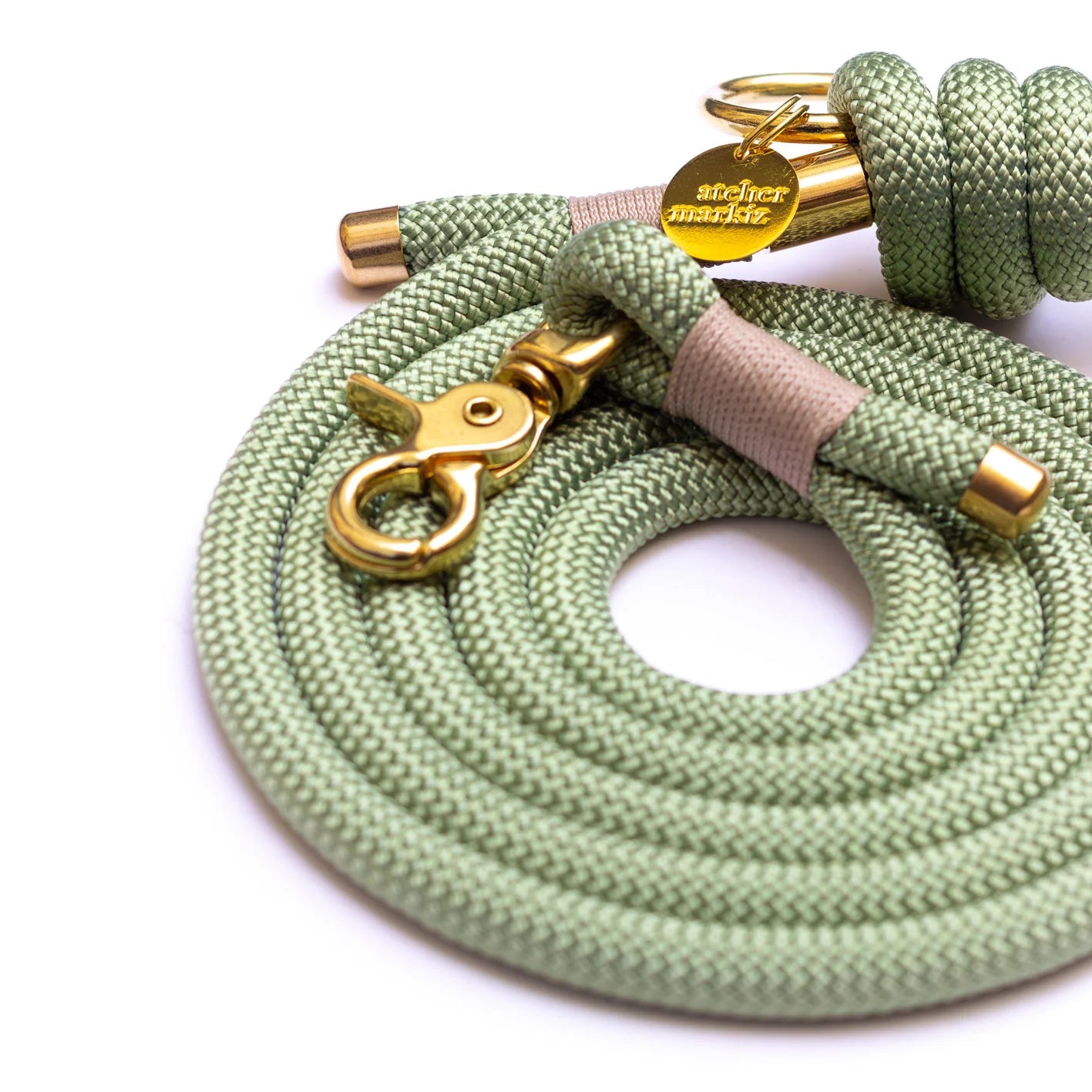 Laisse mains-libres en corde Matcha